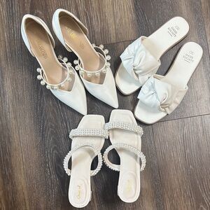 Chic White Heels with Pearl Accents
